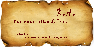 Korponai Atanázia névjegykártya